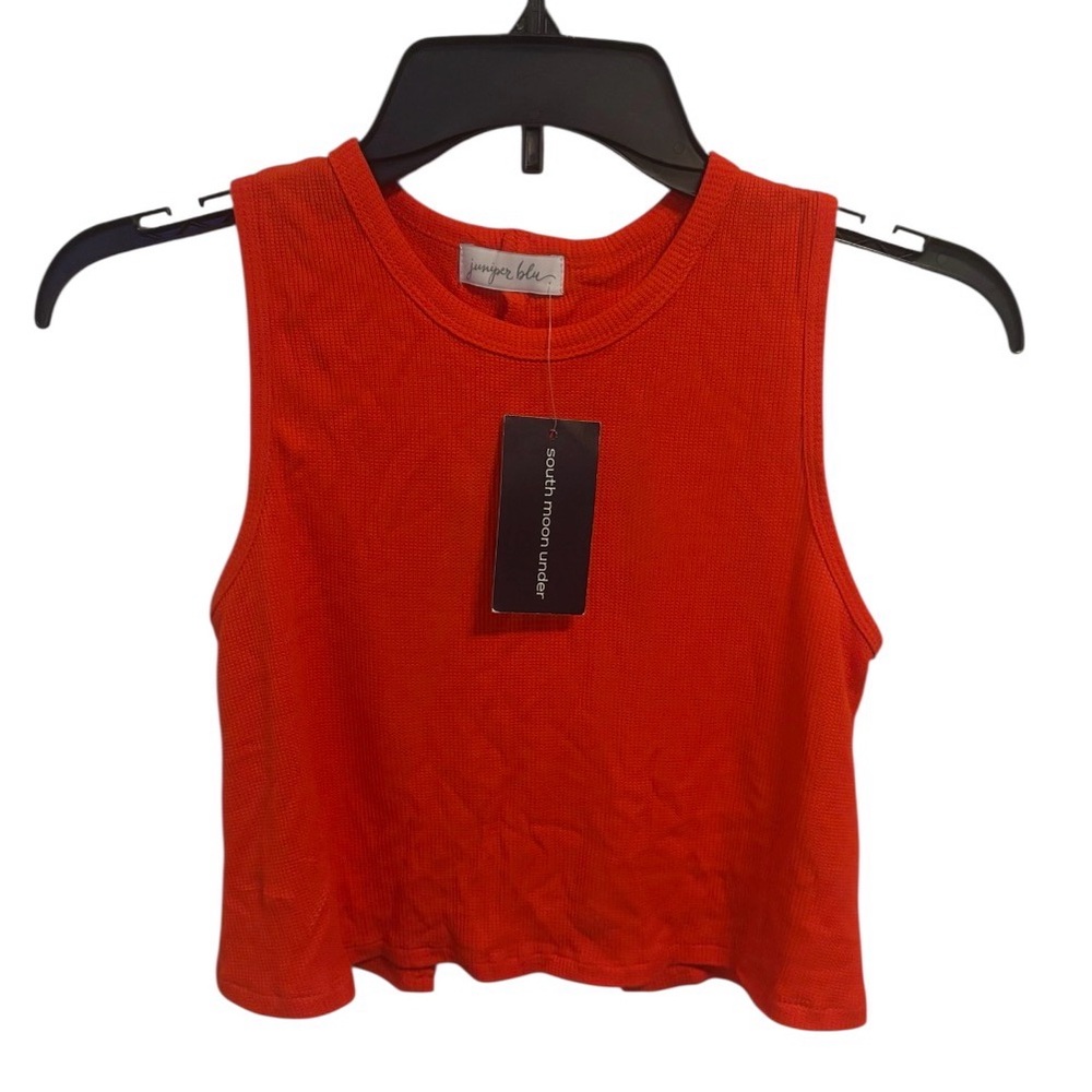 Jennifer Blue Red Ribbed Sleeveless Tank Top